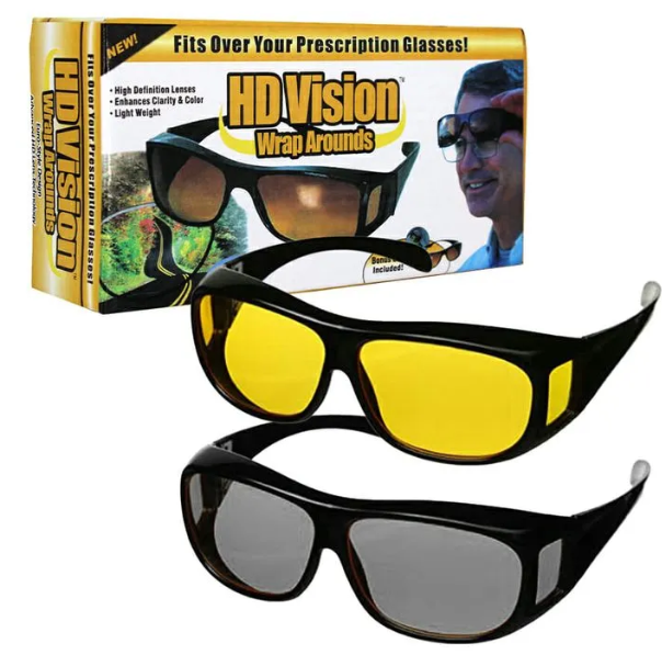 PACK DE 2 GAFAS VISION HD | 1 NEGRO DIA | 1 AMARILLO NOCHE